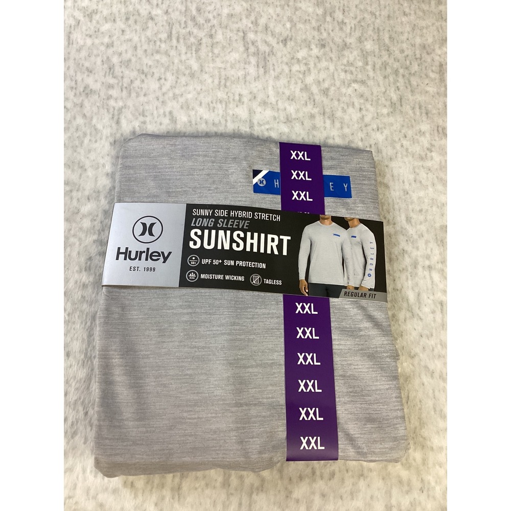 Hurley Mens XXL Sunny Side Hybrid‎ Stretch Long Sleeve Sunshirt UPF 50+ Grey